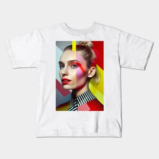 Modern pop art style woman portrait Kids T-Shirt